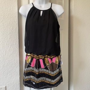 NWT As U Wish Black Sequins Dress small
